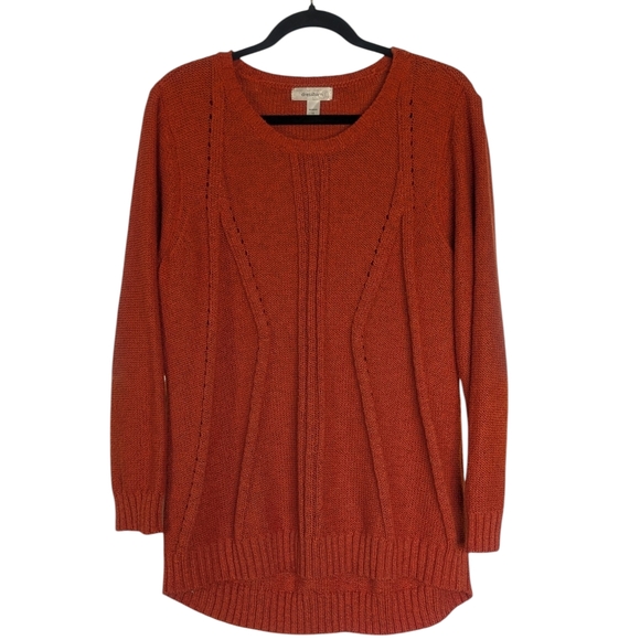 Dressbarn Sweaters - Dressbarn Women's Lightweight Rust Orange Scoop Neck Cable Sweater